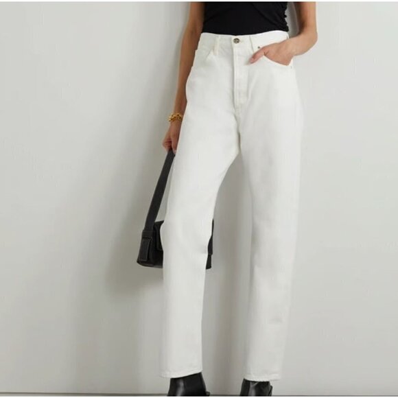 Goldsign Myra Straight Leg High Rise Jean Calla White Womens Size 28 - Picture 5 of 16